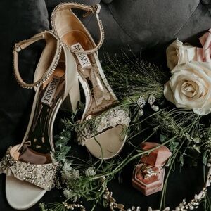 Badgley Mischka Gold Embellished Heels